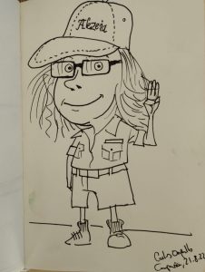 Caricatura de Guille, en detalle